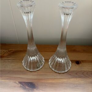 Mikasa Clear Glass 1” Candle Holders